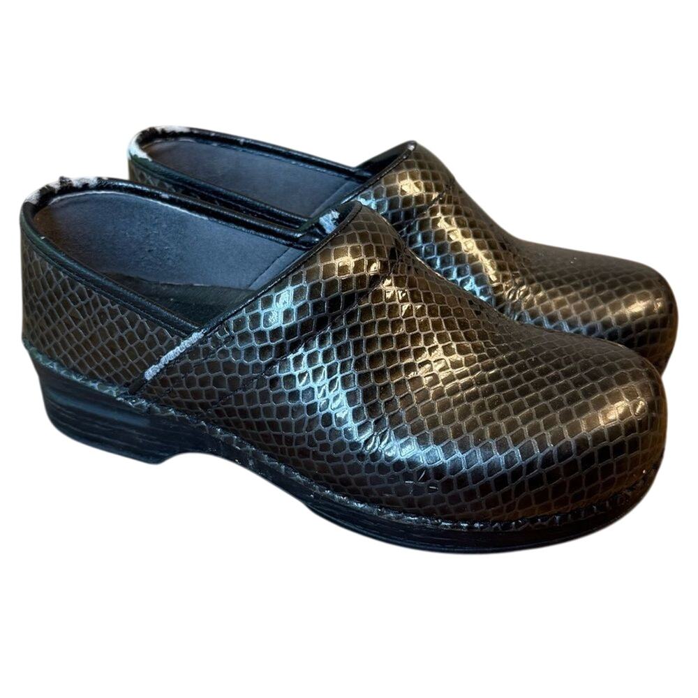 Dansko Clog Professional XP Leather Slip-On Shoe Snakeskin Gray Women's Size 39
